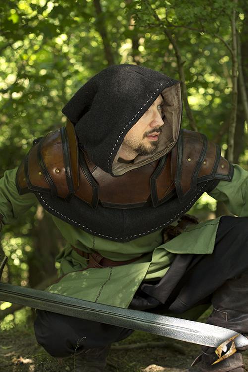 Lederschultern mit Kragen, braun/schwarz