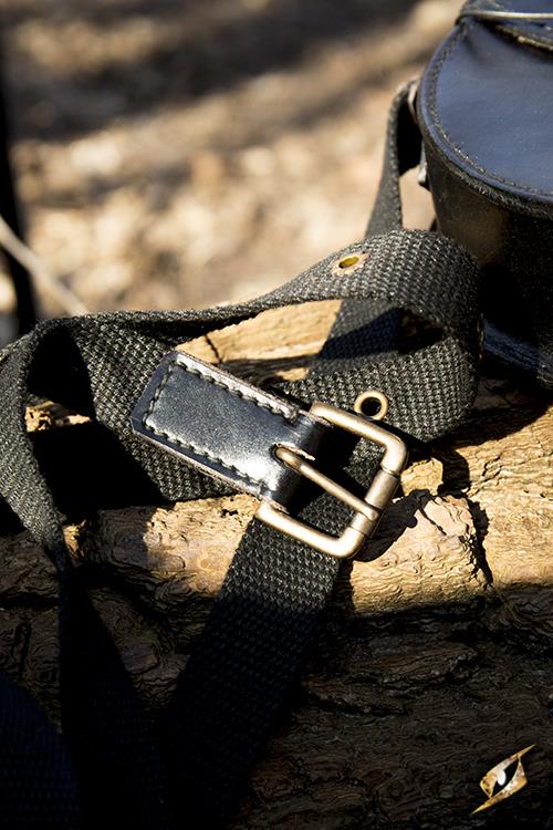 Ledertasche Rund, schwarz