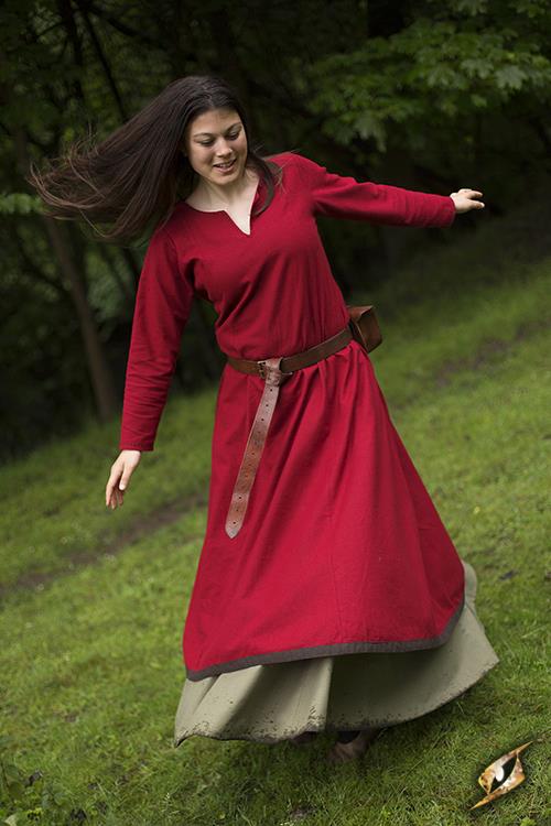 Kleid Basic, rot/braun