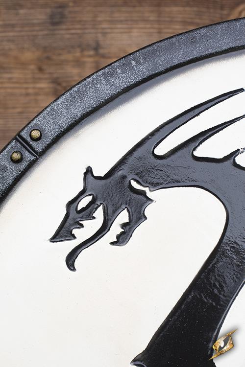 Viking Dragon Round Shield ø80 cm Wood/White