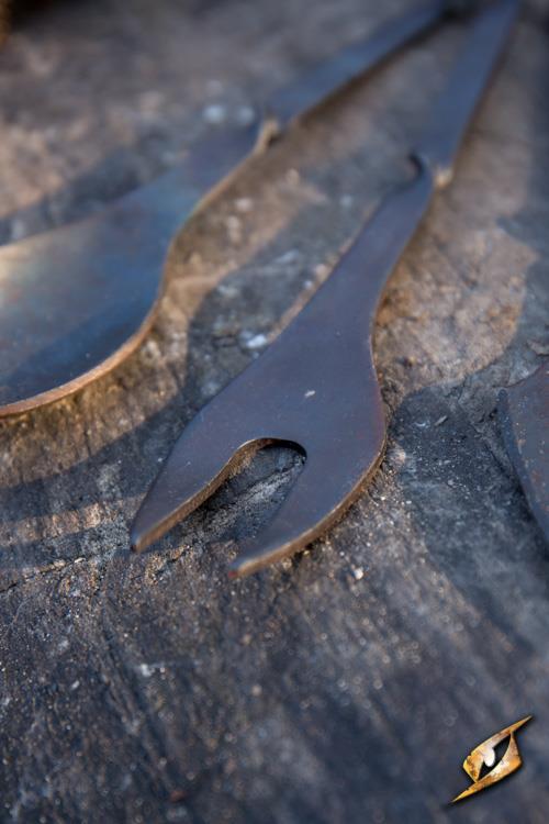 Besteck mit Lederhalter, braun