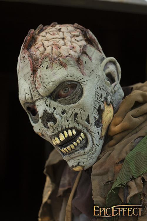 Maske Open Brain Zombie grau