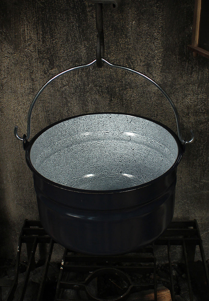 Emailliert Gerader Fischkessel 10L Schwarz/Silber