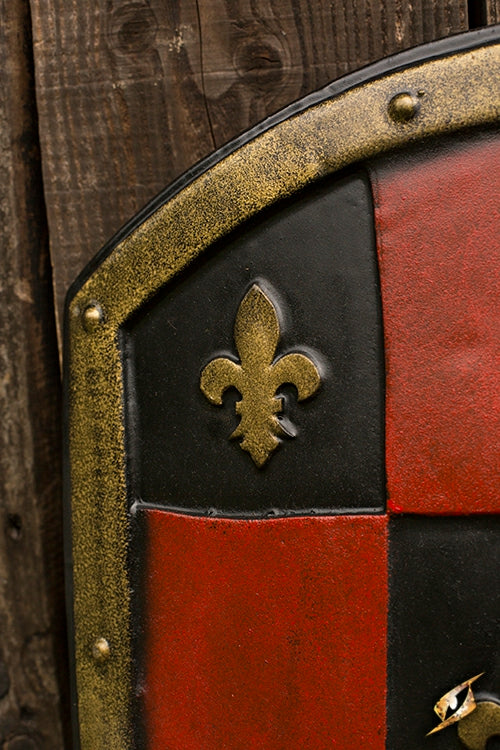 Schild mit Schachbrettmuster, rot