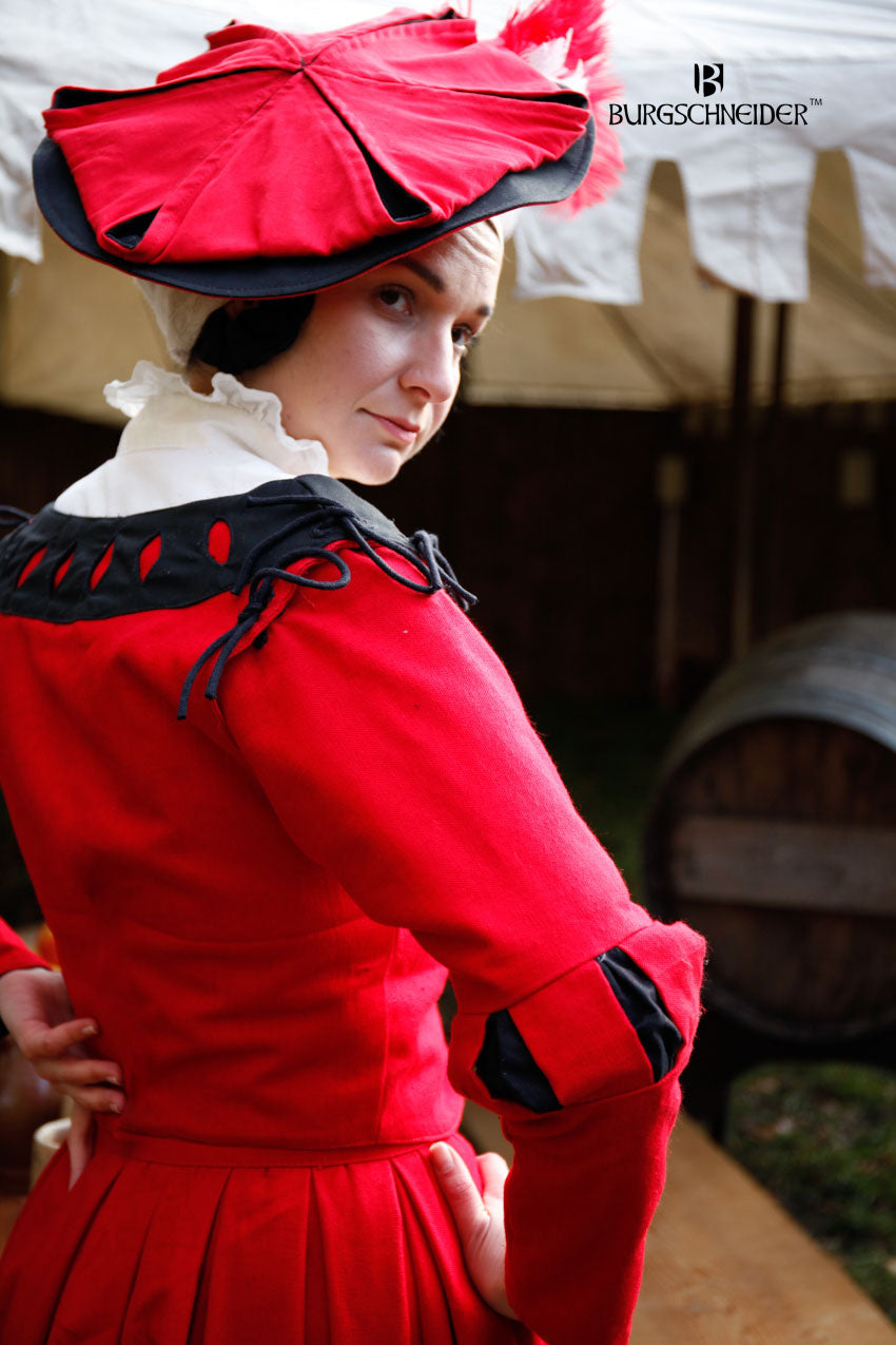 Landsknecht Ärmel Schnitte Flora Rot/Schwarz