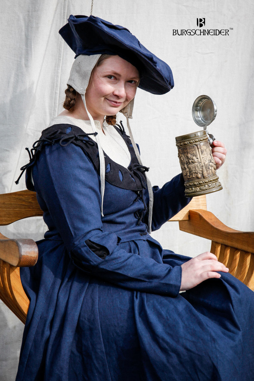 Landsknecht Ärmel Schnitte Flora Blau/Schwarz