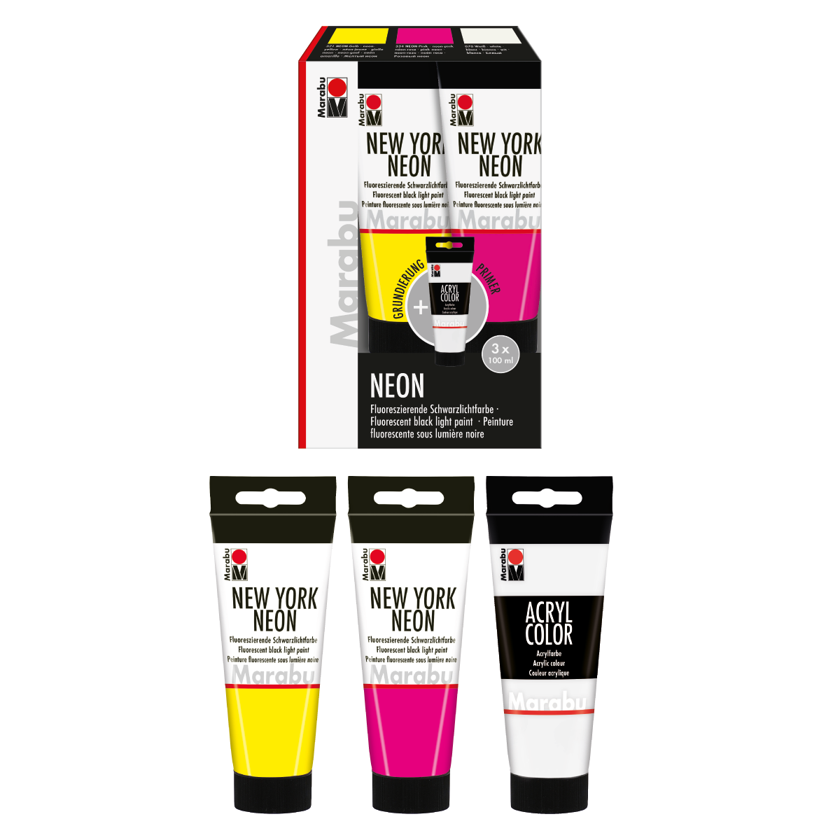Marabu NEW YORK NEON & ACRYL COLOR Set 3 x 100 ml