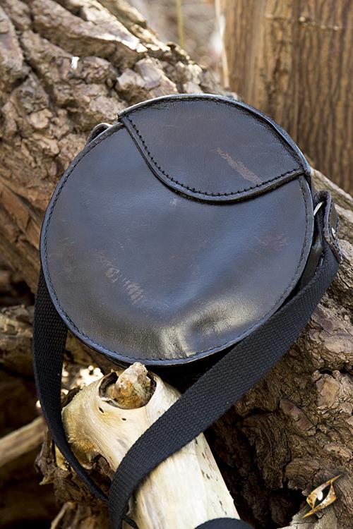 Leather Bag Round Black