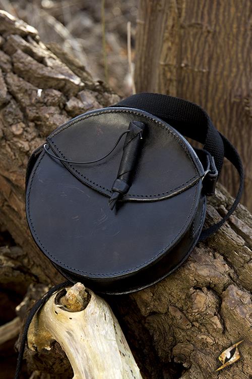 Leather Bag Round Black