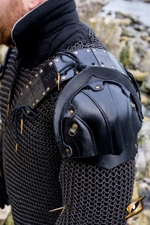 Leather Shoulder Armour Woodsman Black