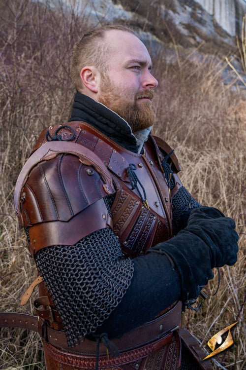 Leather Shoulder Armour Woodsman Brown