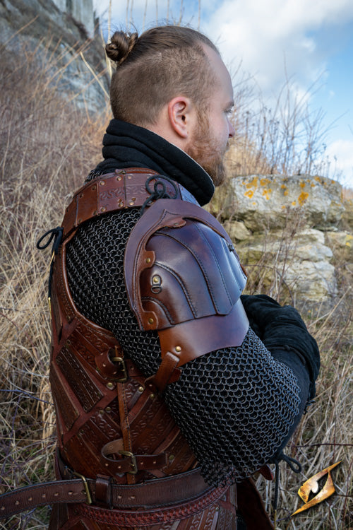 Leather Shoulder Armour Woodsman Brown