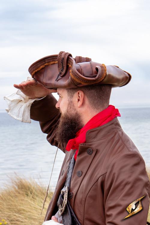 Faux Leather Hat Pirate Brown