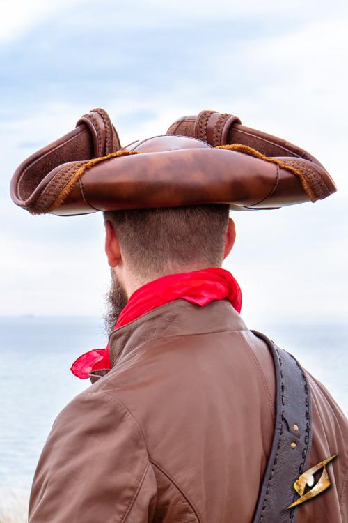 Faux Leather Hat Pirate Brown