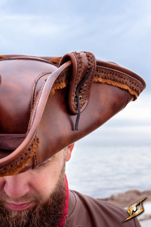 Faux Leather Hat Pirate Brown