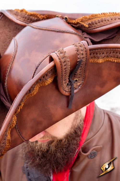 Faux Leather Hat Pirate Brown