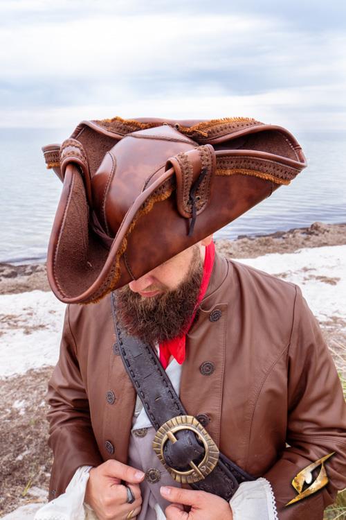 Faux Leather Hat Pirate Brown