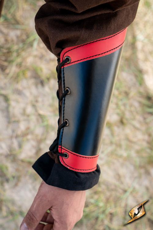 Faux Leather Bracers Warrior Black/Red