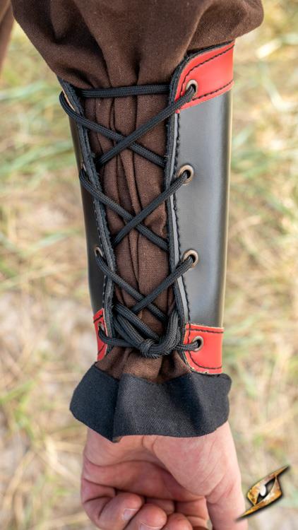 Faux Leather Bracers Warrior Black/Red