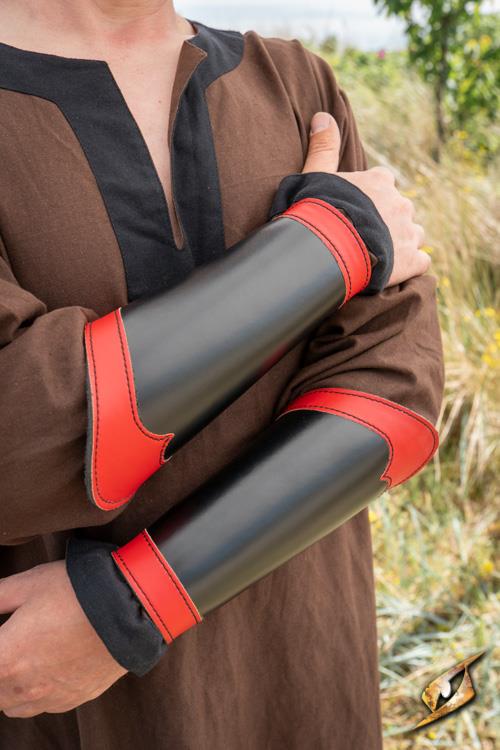 Faux Leather Bracers Warrior Black/Red