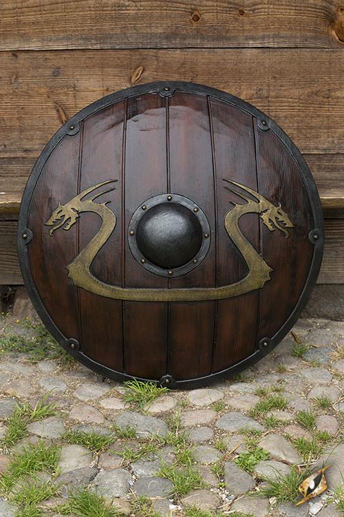 Viking Dragon Round Shield ø80 cm Wood