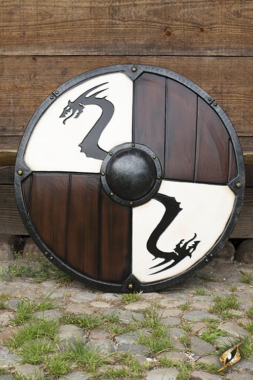 Viking Dragon Round Shield ø80 cm Wood/White