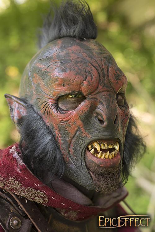 Orc Mask With Hair Carnal 57-59 cm Red