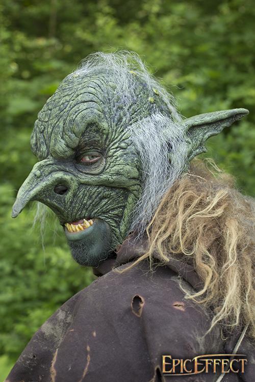 Maske Goblin Overlord, graues Haar