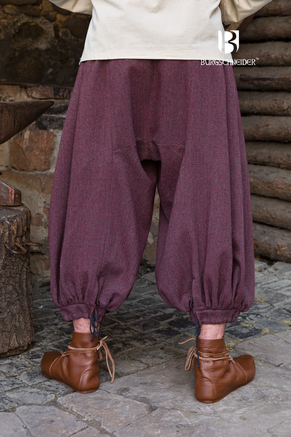 Rus Pants Borys Herringbone Burgundy/Grey