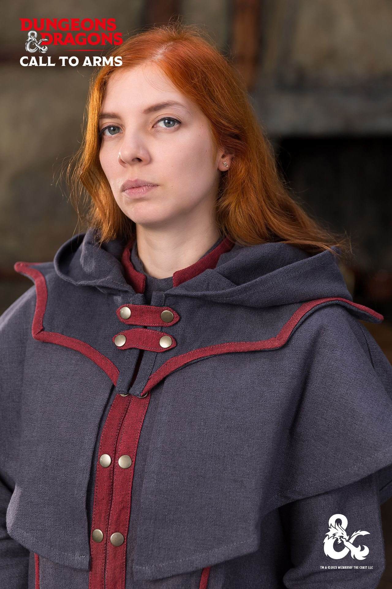 Dungeons & Dragons Warlock Hood Grey/Red