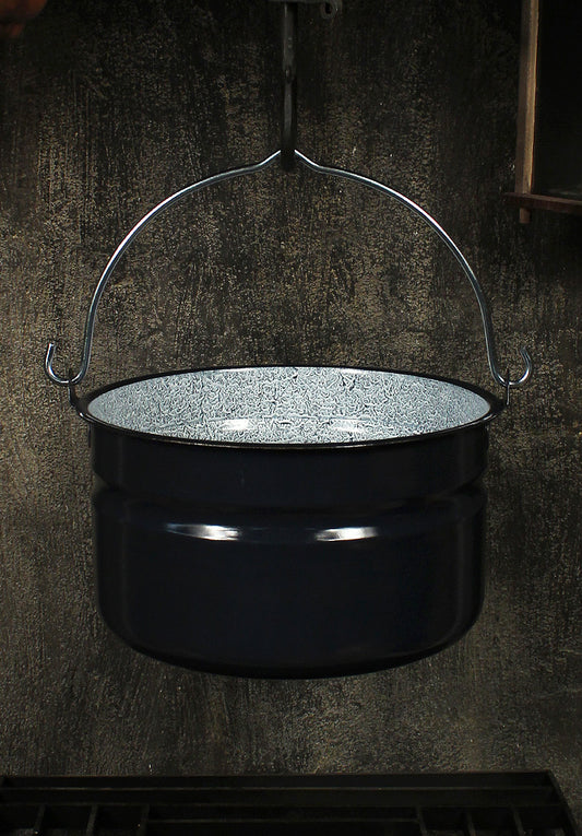 Enameled Straight Fish Kettle 10L Black/Silver