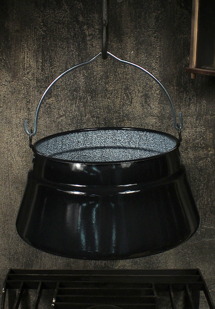 Emailliert Fischkessel 13L Schwarz/Silber