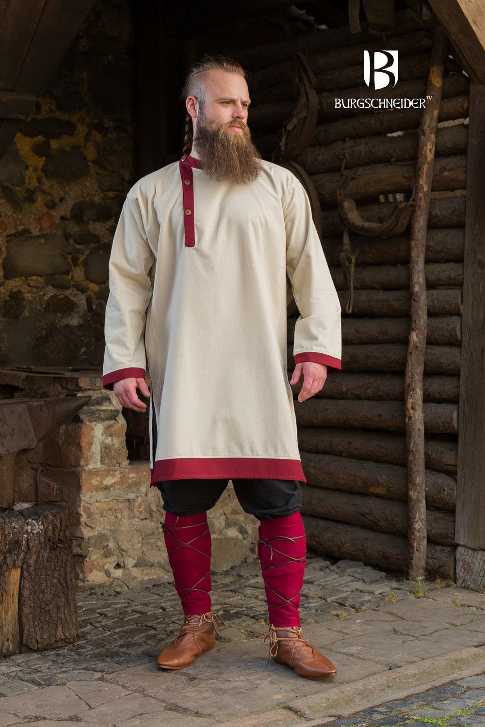 Rus Tunic Tobiasz Natural/Bordeaux