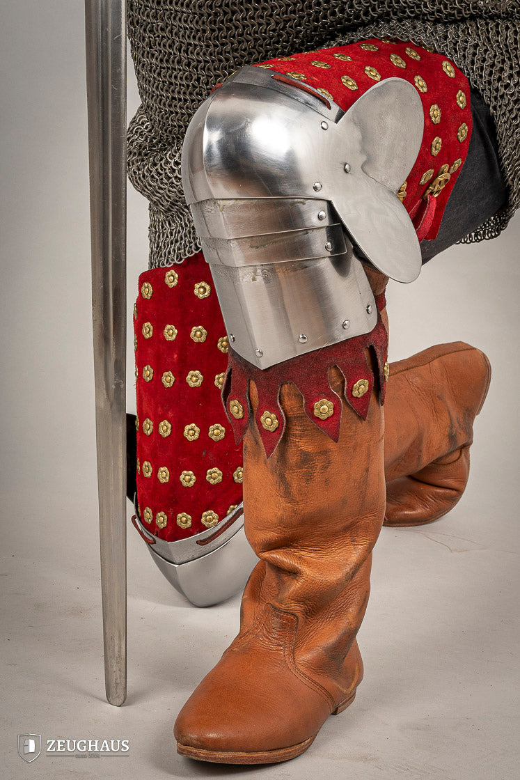 Splinted Leg Armour Suede Leather Red