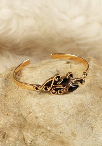 Armreif Spiralen mit Onyx, bronze