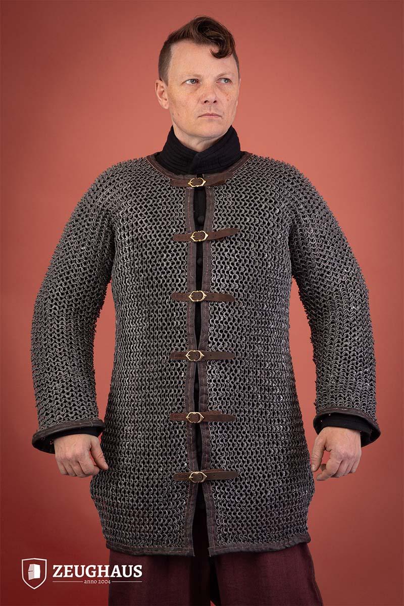 Chainmail Hauberk With Front Buckles Roundring Riveted 10mm Aluminium