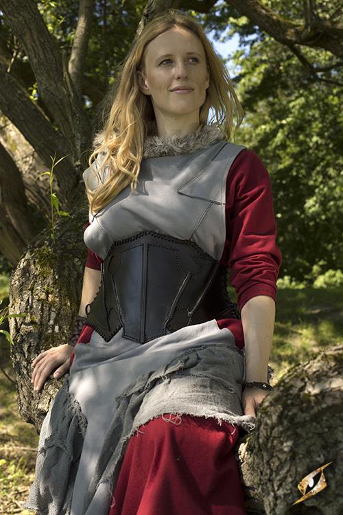 Dunkelelfen Korsett, schwarz/braun