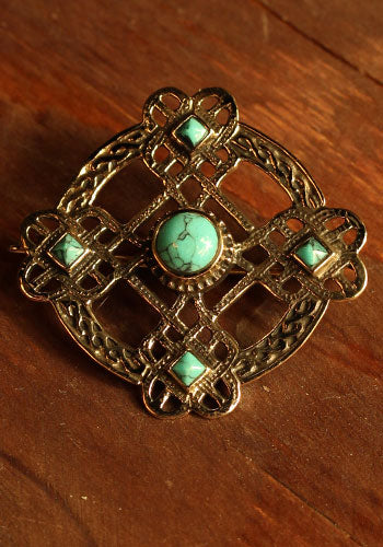 Medieval Brooch Thura Turquoise Bronze