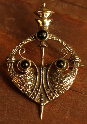 Viking Brooch Anora Onyx Bronze