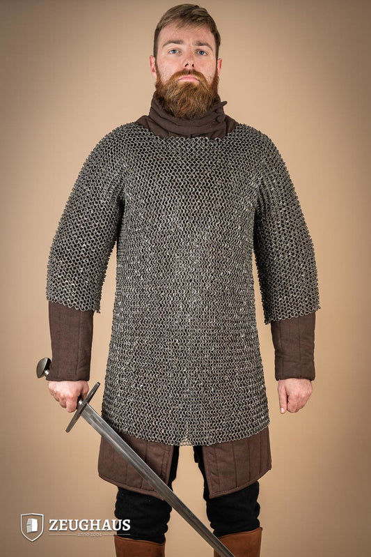 Chainmail Haubergeon Roundring Riveted 10mm Steel Oiled