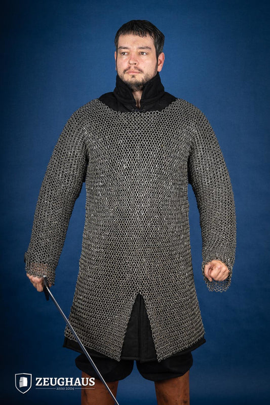 Chainmail Hauberk Roundring Riveted 10mm Steel Oiled