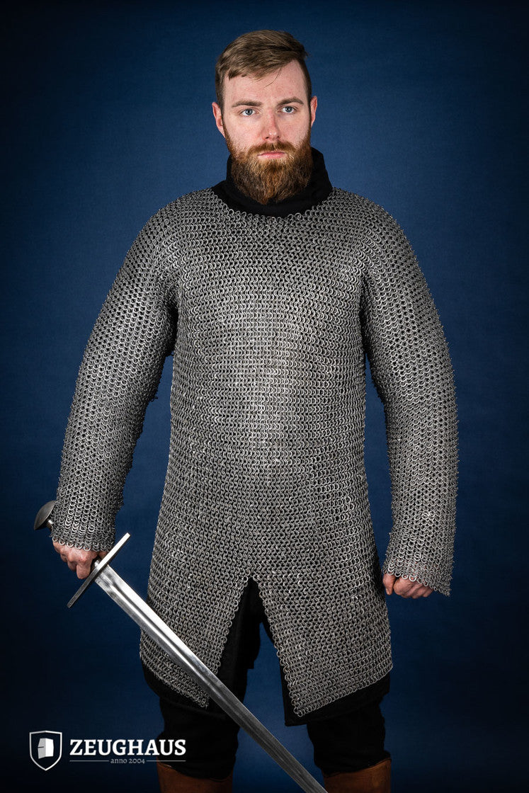 Chainmail Hauberk Flatring Wedge Riveted 9mm Steel Oiled