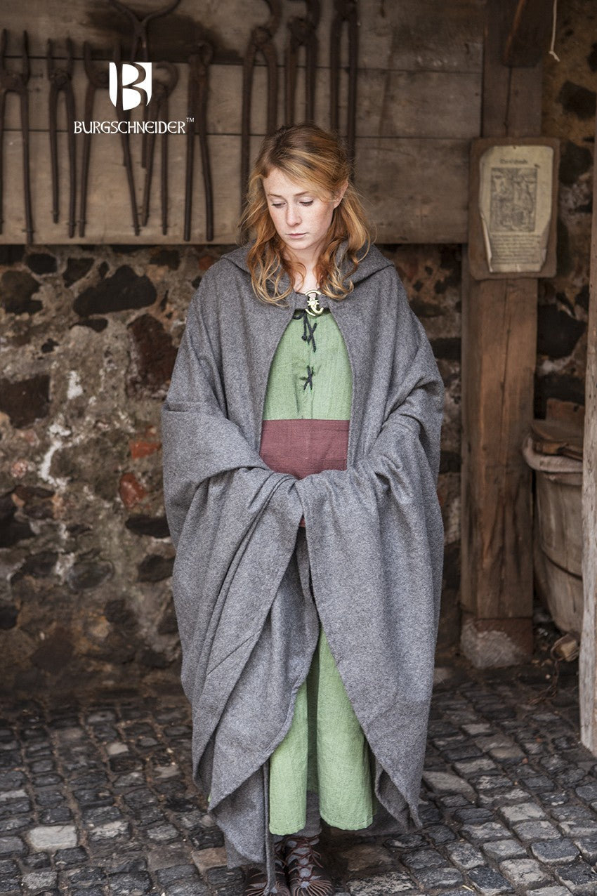 Wool Hooded Cloak Hibernus Grey