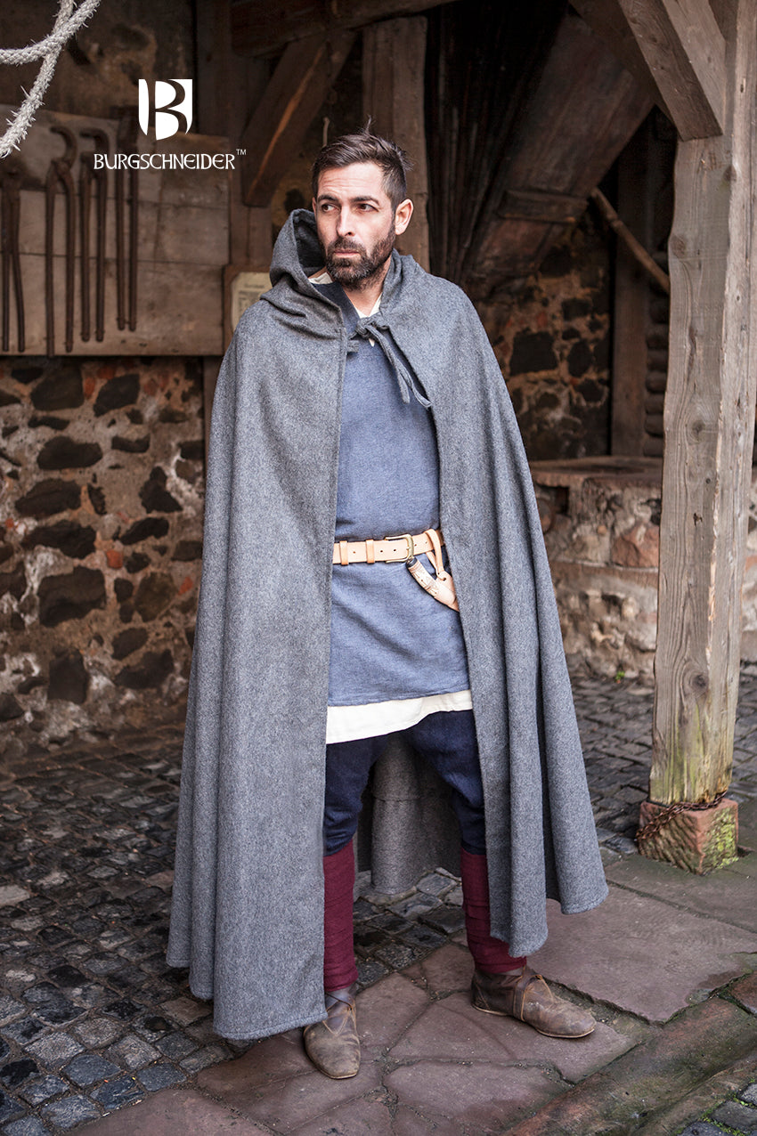 Wool Hooded Cloak Hibernus Grey