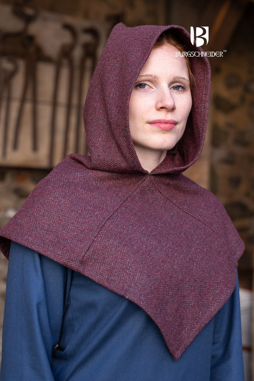 Skjoldehamn Cowl Knud Herringbone Burgundy/Grey