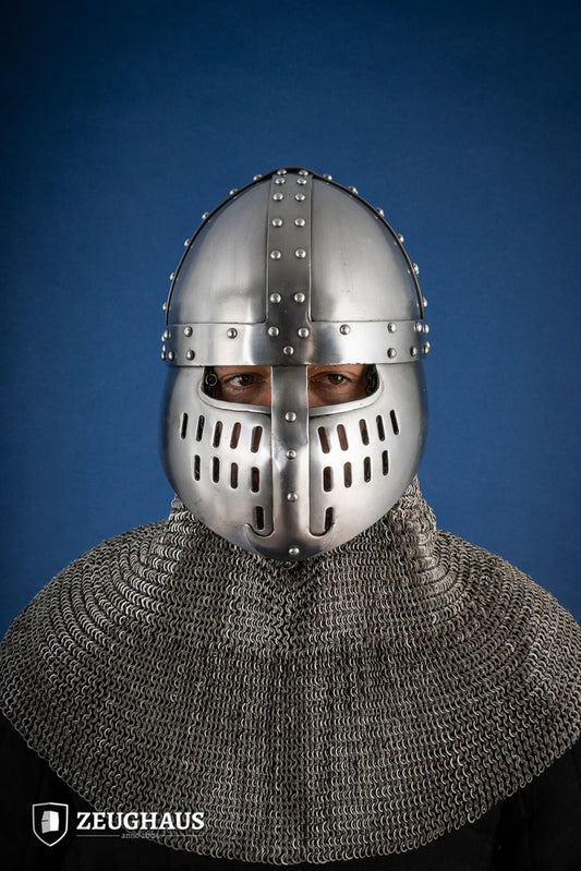 Normannischer Spangenhelm mit Gesichtsplatte 1,6mm Poliert