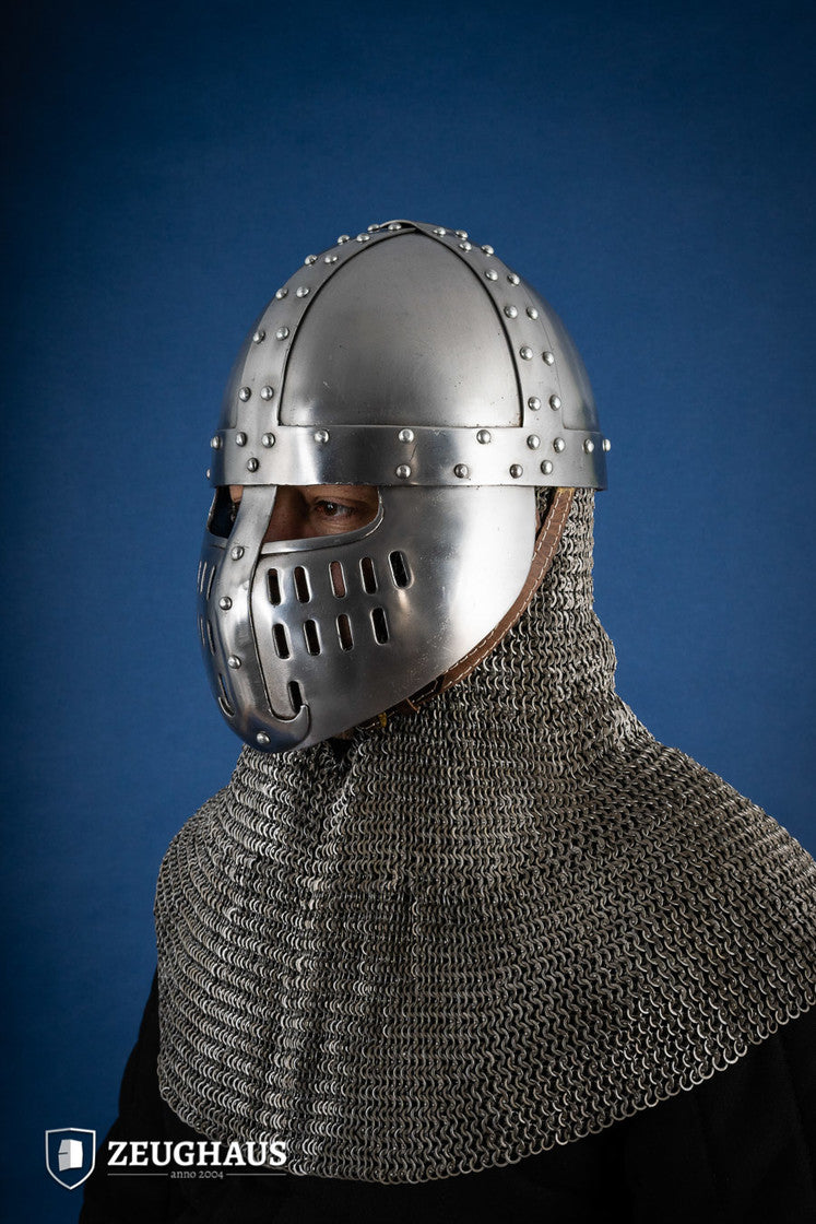 Normannischer Spangenhelm mit Gesichtsplatte 1,6mm Poliert