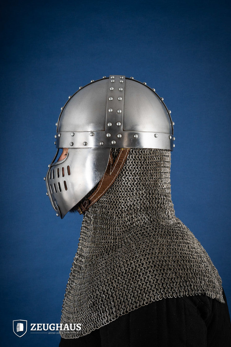 Normannischer Spangenhelm mit Gesichtsplatte 1,6mm Poliert