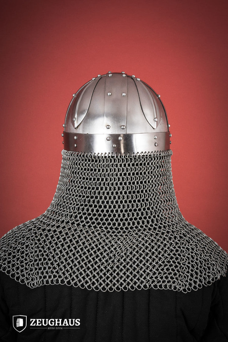 Wikinger Brillenhelm mit Kettenbrünne 1,6mm Poliert